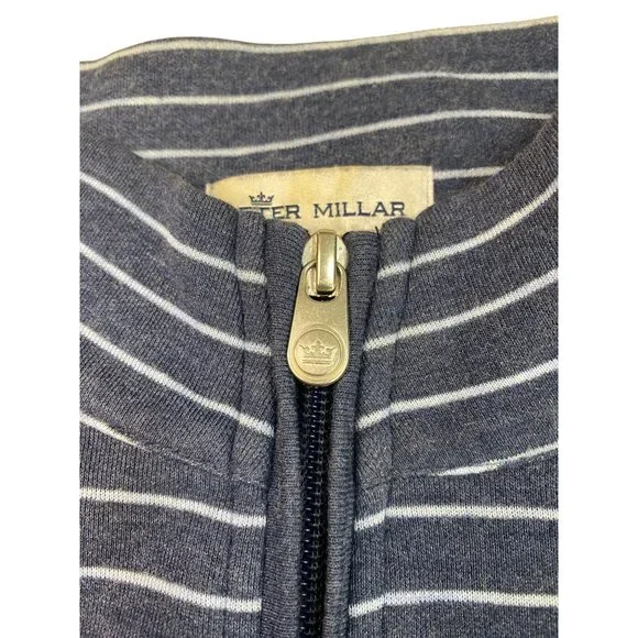 Peter Millar Men's S Blue Stripe Pullover Mock Neck 1/4 Zip Golf Top Sweatshirt - Picture 8 of 12
